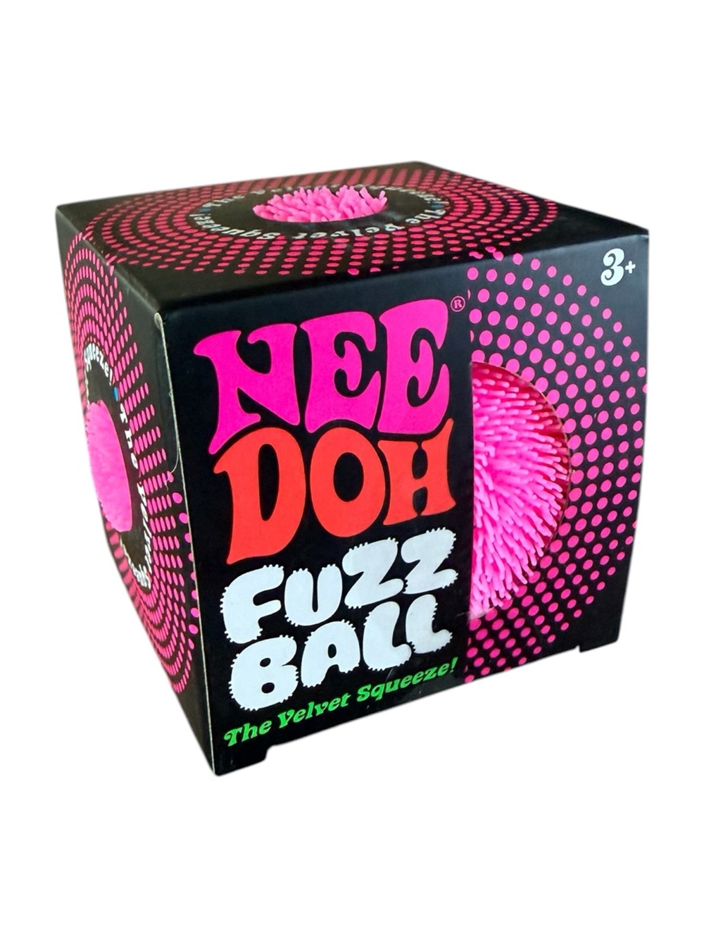 NWT Authentic NeeDoh Fuzz Ball Pink Velvet Squishy Sensory Fidget Toy Schylling
